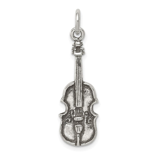 Sterling Silver Antiqued Viola Charm QC7766