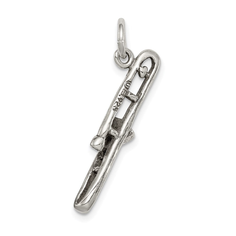 Sterling Silver Antiqued Trombone Charm QC7768