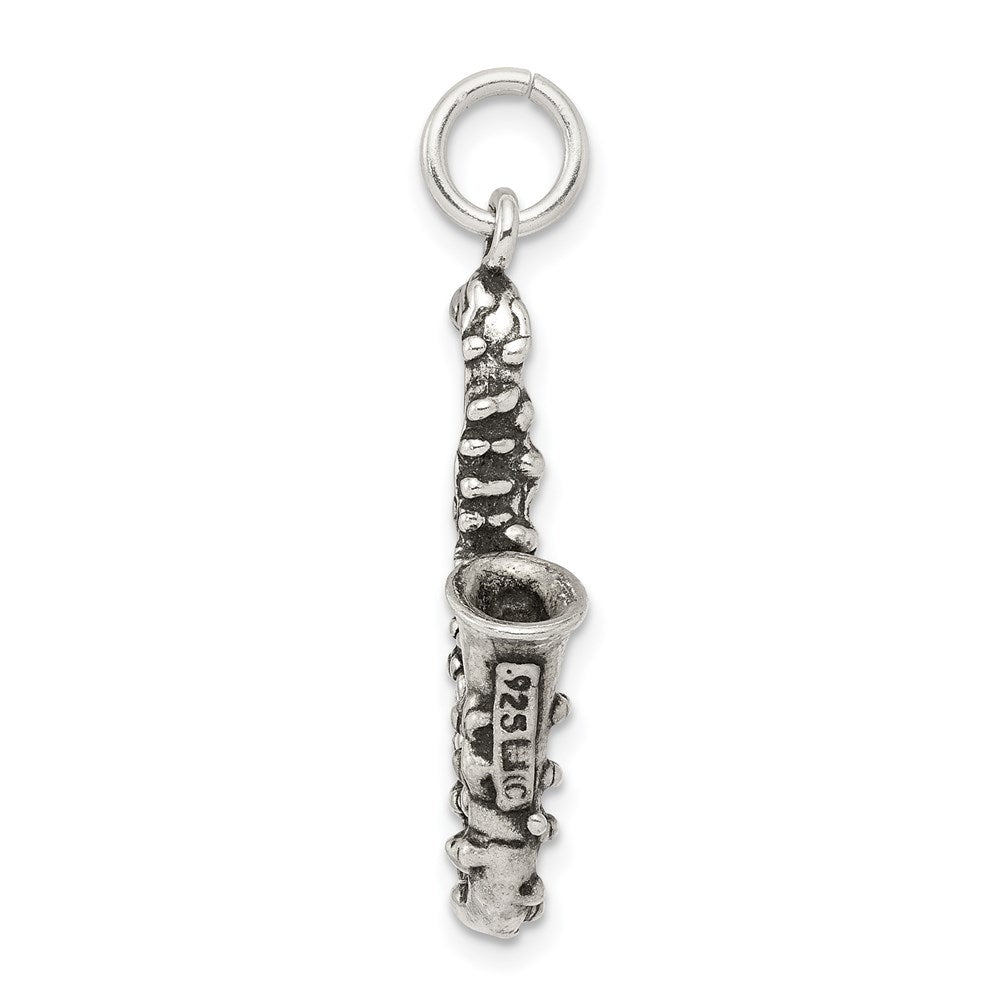 Sterling Silver Antiqued Saxophone Charm QC7773
