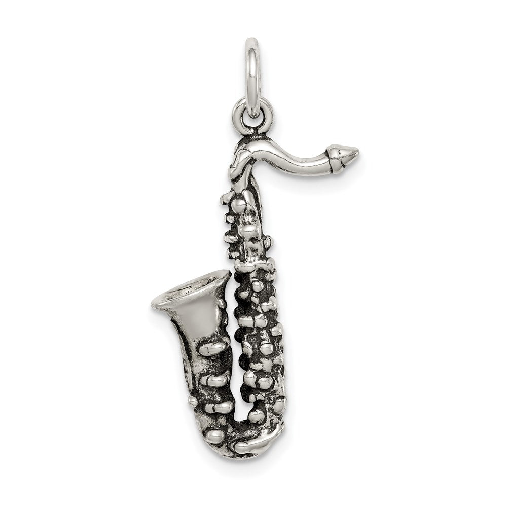 Sterling Silver Antiqued Saxophone Charm QC7773