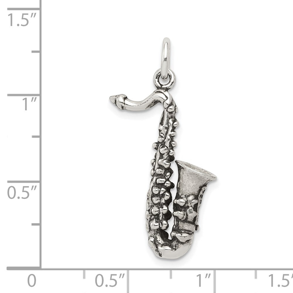 Sterling Silver Antiqued Saxophone Charm QC7773