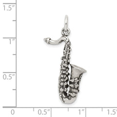 Sterling Silver Antiqued Saxophone Charm QC7773