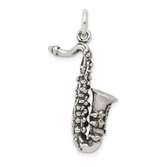 Sterling Silver Antiqued Saxophone Charm QC7773