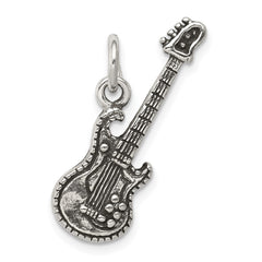 Sterling Silver Antiqued Electric Guitar Charm QC7775