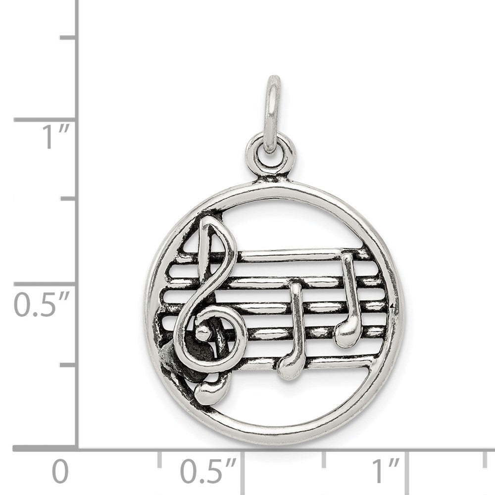 Sterling Silver Antiqued Music Staff Charm QC7780