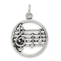 Sterling Silver Antiqued Music Staff Charm QC7780