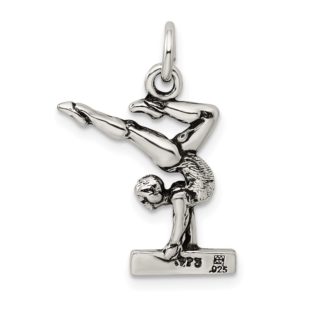 Sterling Silver Antiqued Gymnasts Charm QC7784