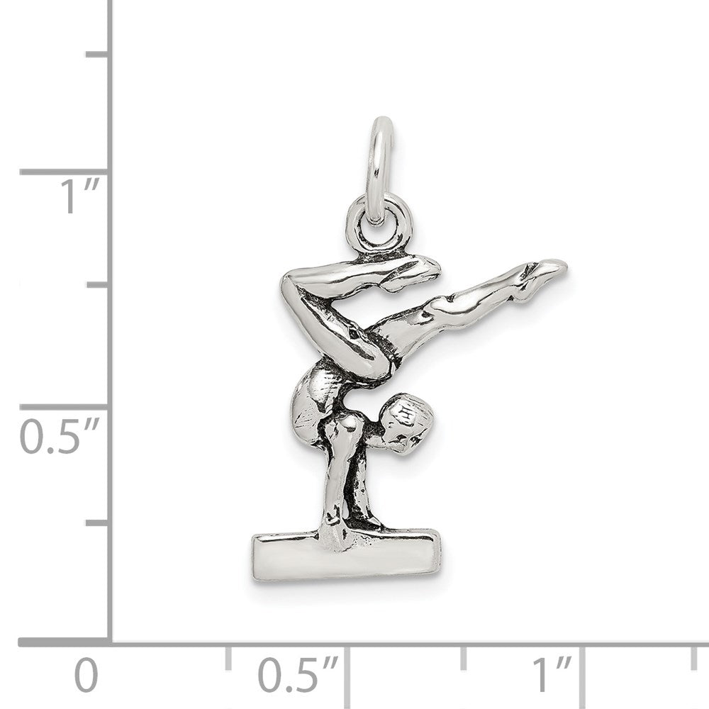 Sterling Silver Antiqued Gymnasts Charm QC7784