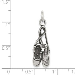 Sterling Silver Antiqued Ballet Shoes Charm QC7786