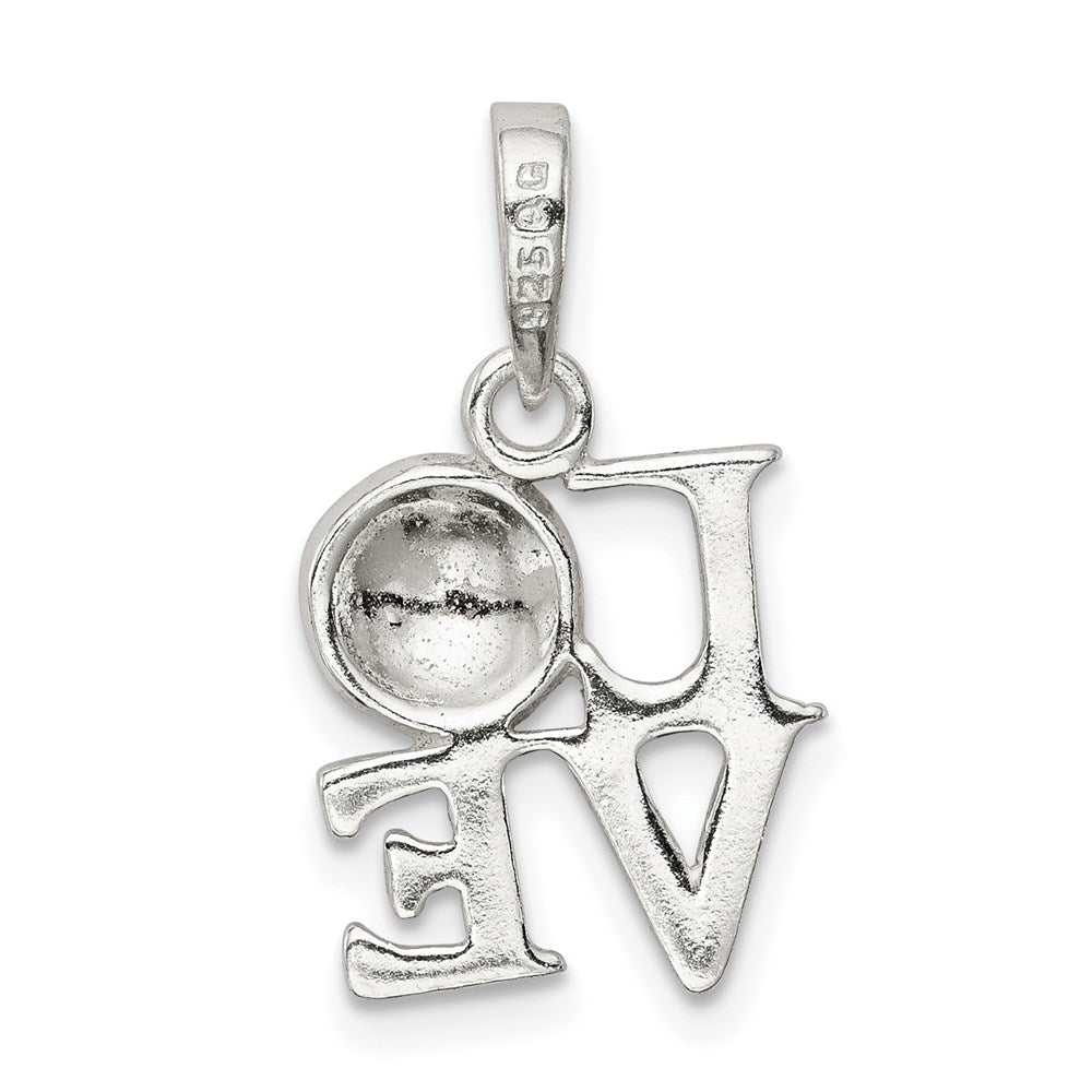 Sterling Silver Polished Enamel Love Soccer Pendant QC7797
