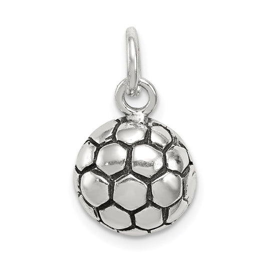 Sterling Silver Antiqued Soccer Ball Charm QC7799