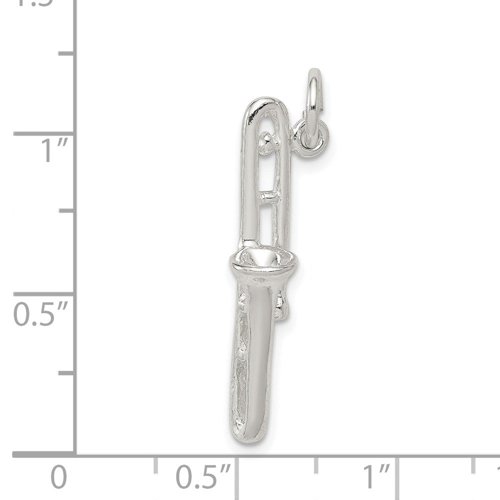 Sterling Silver Trombone Charm QC780