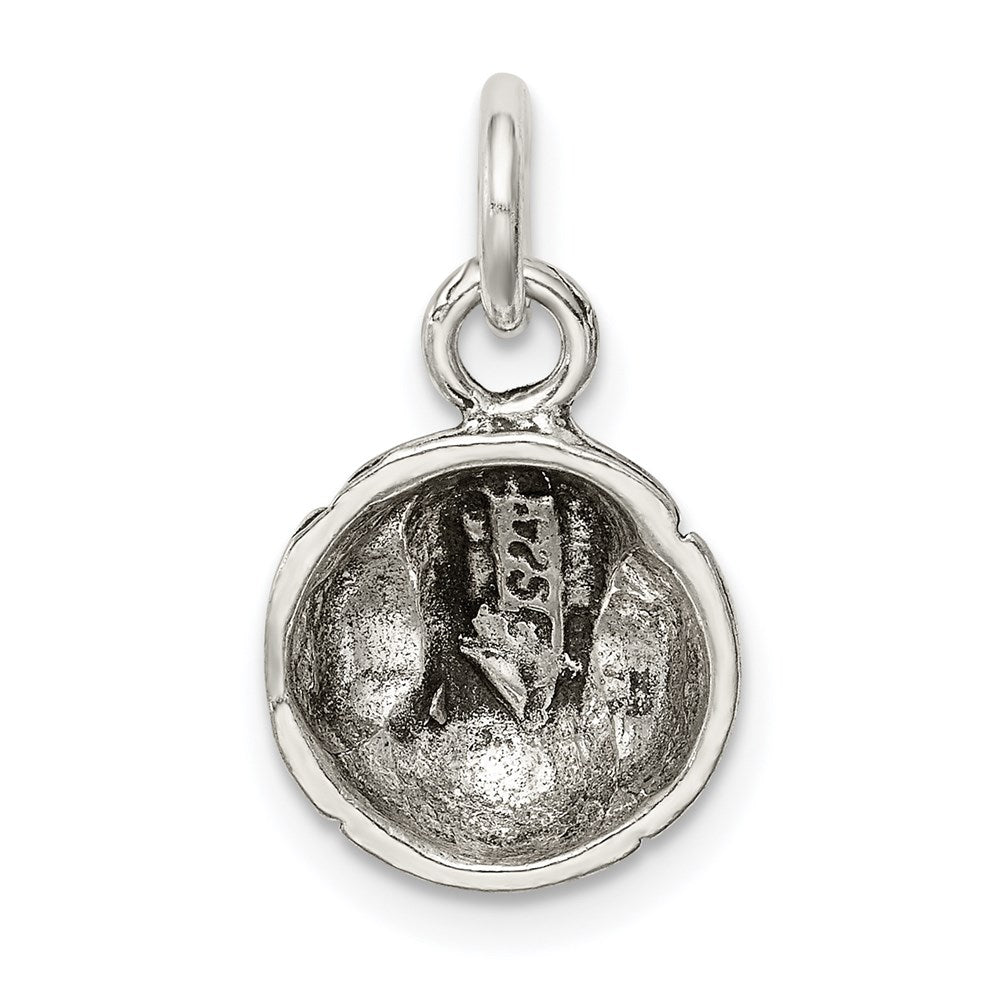 Sterling Silver Antiqued Baseball Charm QC7806