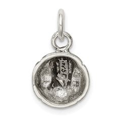 Sterling Silver Antiqued Baseball Charm QC7806