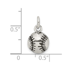 Sterling Silver Antiqued Baseball Charm QC7806