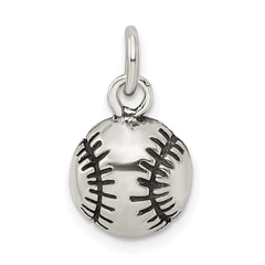 Sterling Silver Antiqued Baseball Charm QC7806