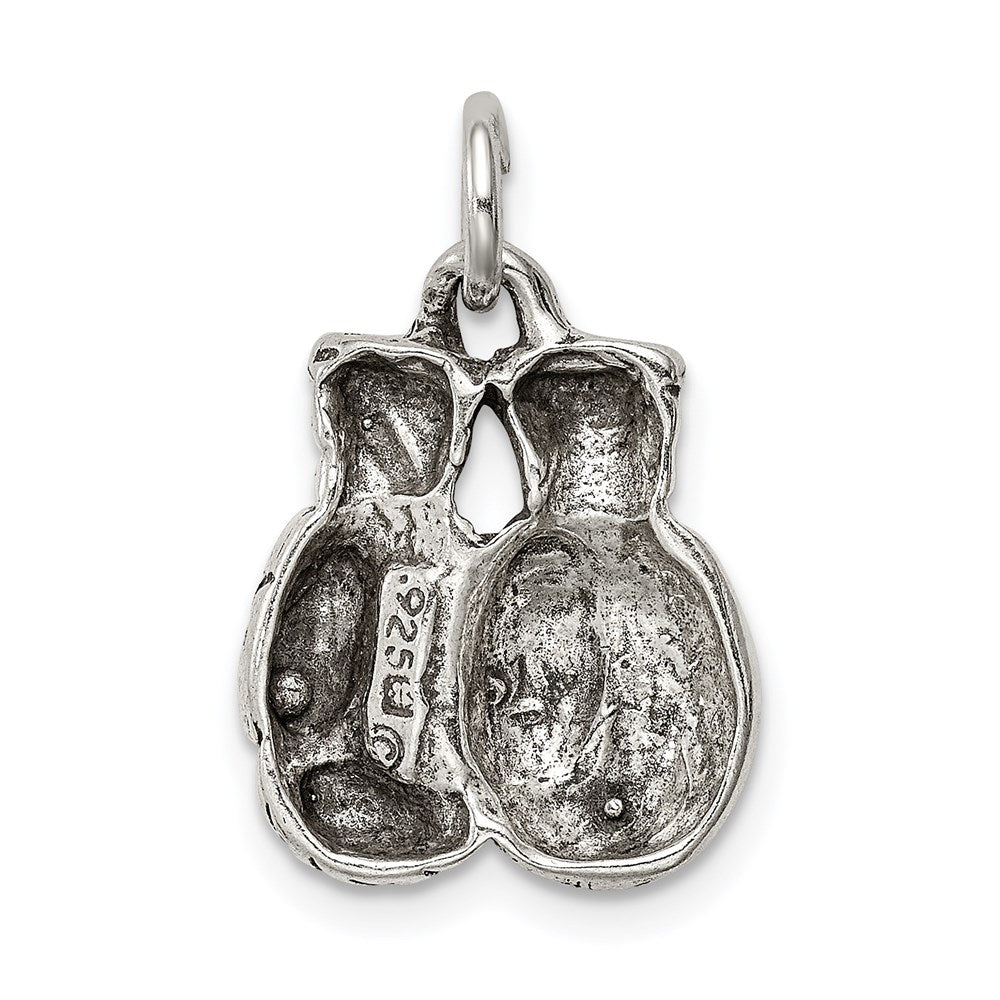 Sterling Silver Antiqued Boxing Gloves Charm QC7811