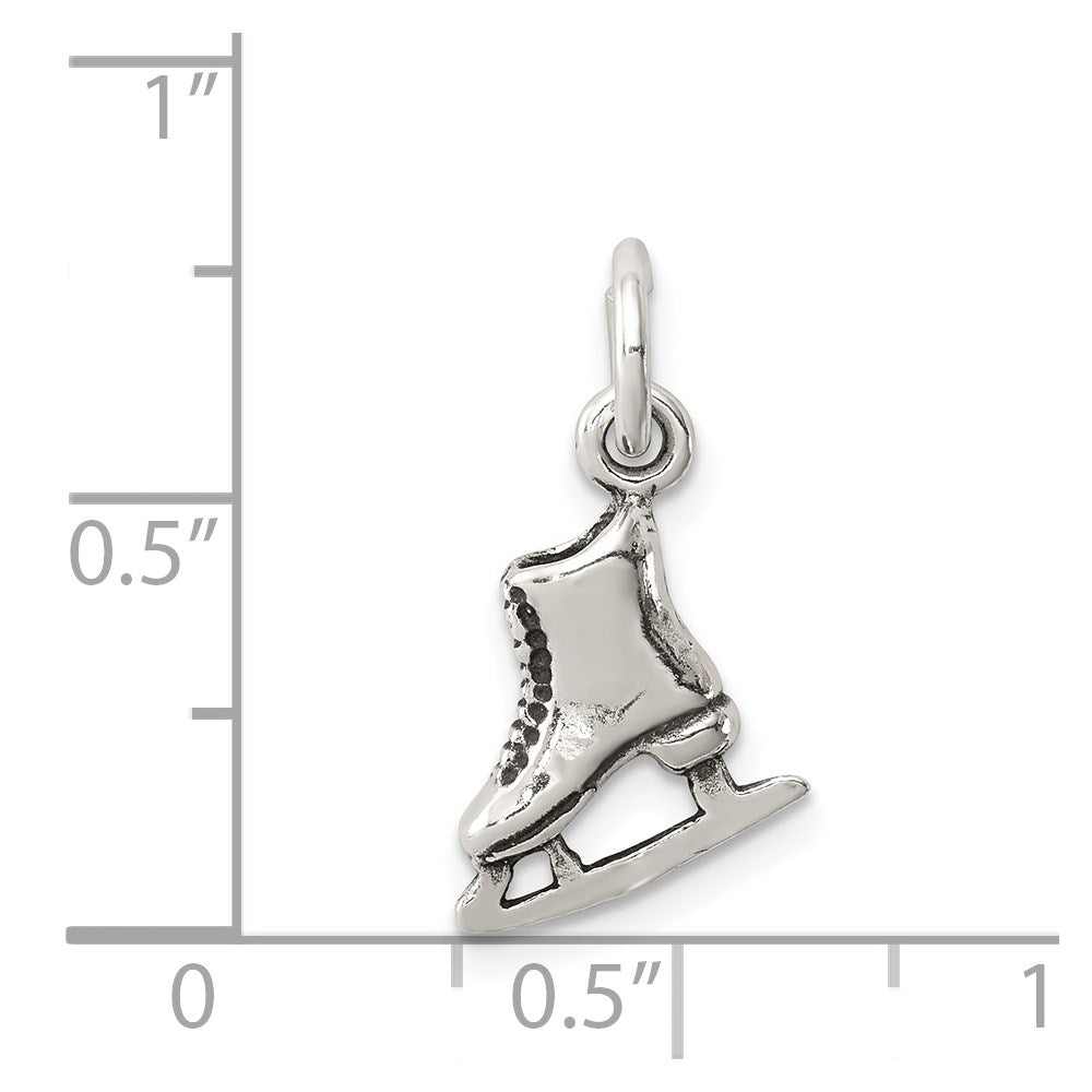 Sterling Silver Antiqued Ice Skate Charm QC7814