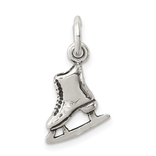 Sterling Silver Antiqued Ice Skate Charm QC7814