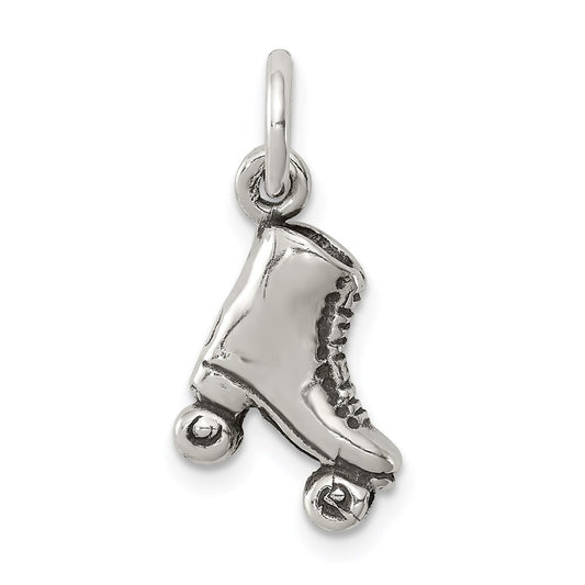 Sterling Silver Antiqued Roller-skate Charm QC7816