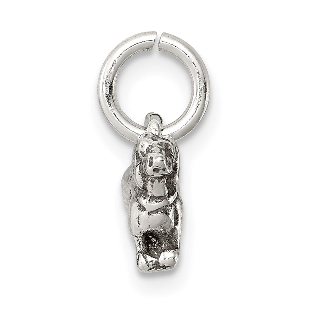 Sterling Silver Antiqued Dog Charm QC7832