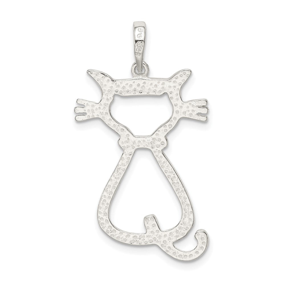 Sterling Silver Polished Cat Pendant QC7835