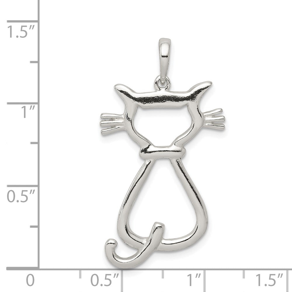 Sterling Silver Polished Cat Pendant QC7835
