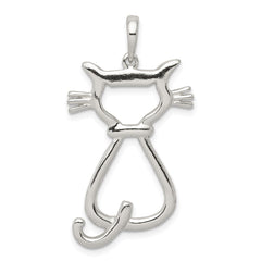 Sterling Silver Polished Cat Pendant QC7835