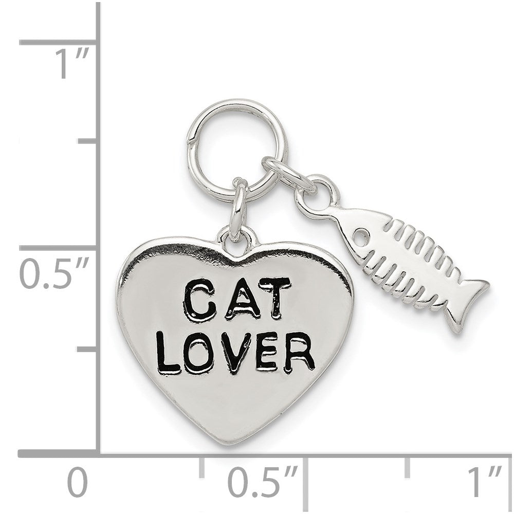 Sterling Silver Cat Lover Pendant QC7839