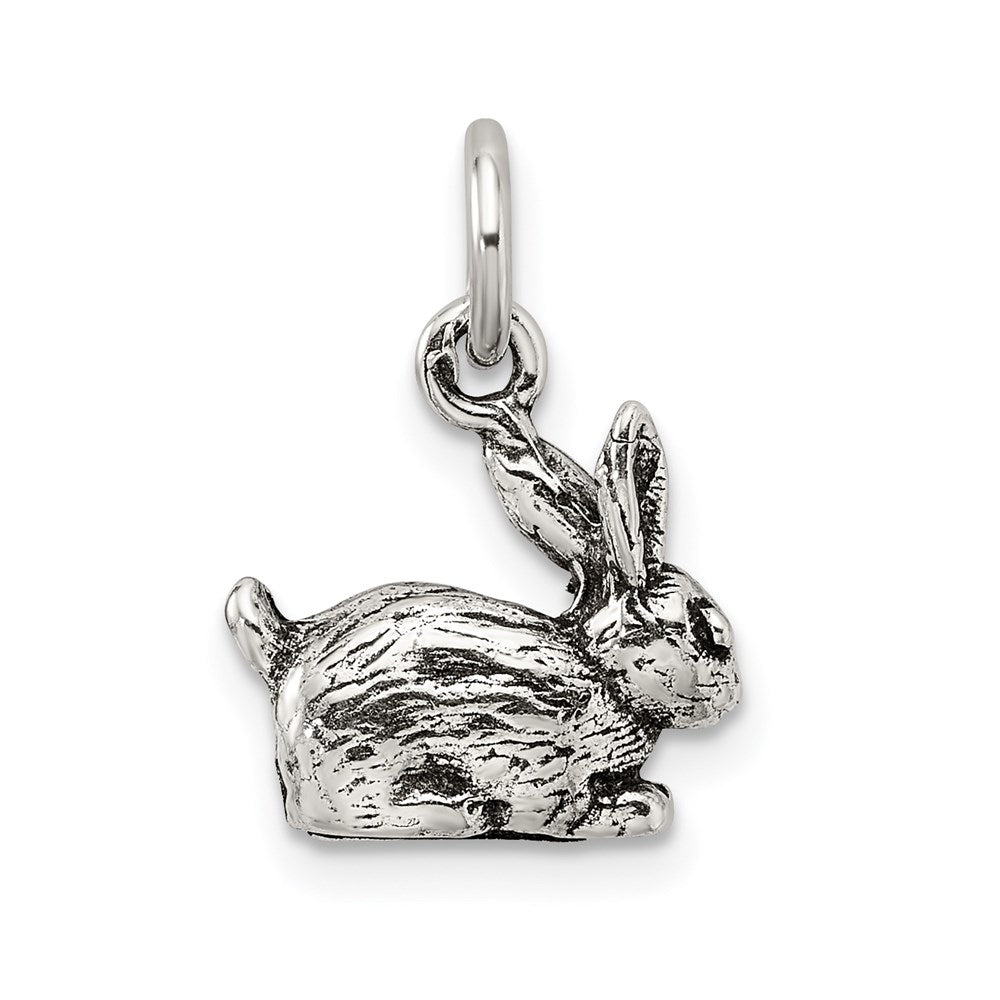 Sterling Silver Antiqued Rabbit Charm QC7861