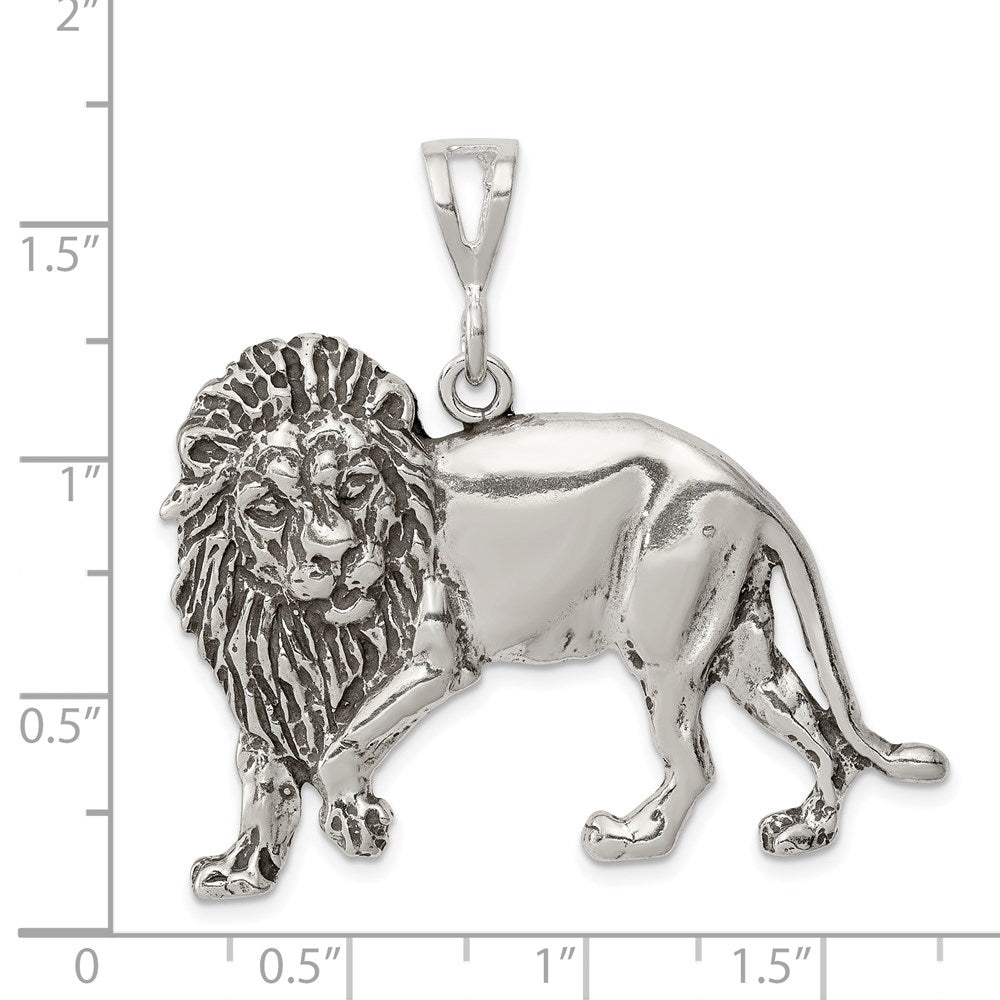 Sterling Silver Antiqued Lion Charm QC7872