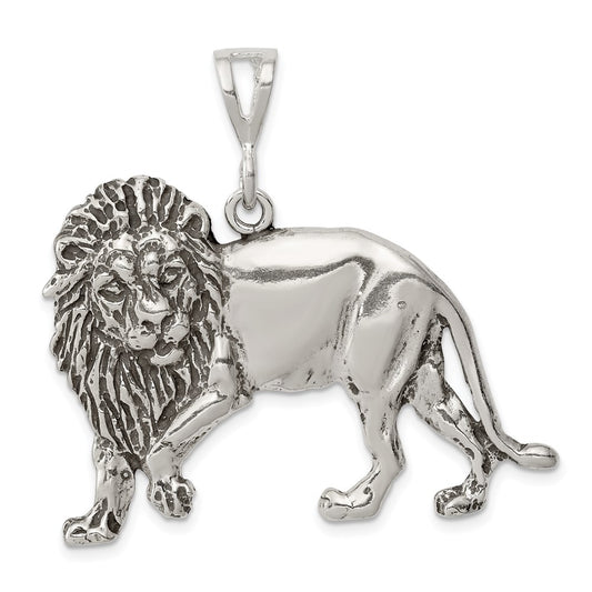 Sterling Silver Antiqued Lion Charm QC7872
