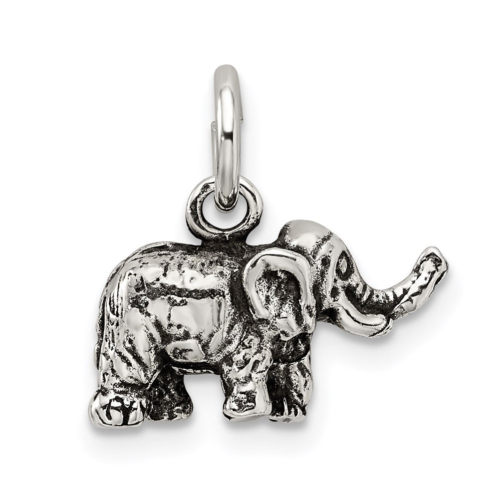 Sterling Silver Antiqued Elephant Charm QC7875