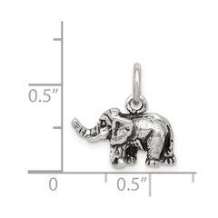 Sterling Silver Antiqued Elephant Charm QC7875