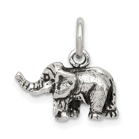 Sterling Silver Antiqued Elephant Charm QC7875