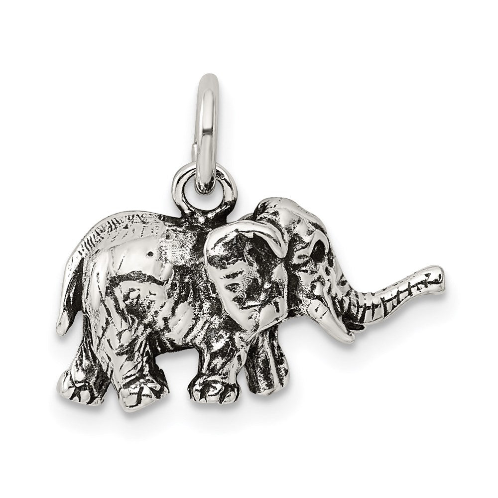 Sterling Silver Antiqued Elephant Charm QC7876