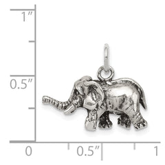 Sterling Silver Antiqued Elephant Charm QC7876
