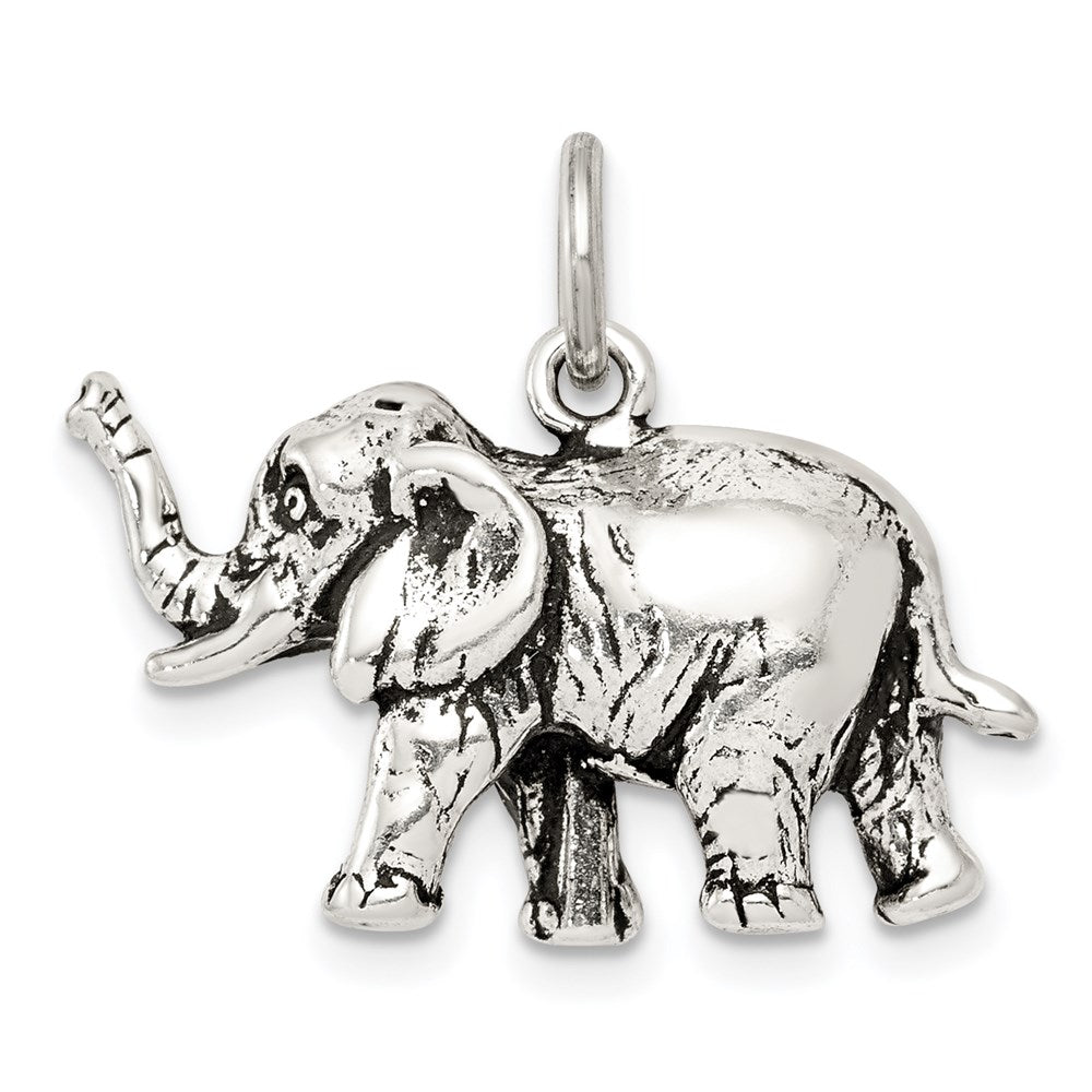 Sterling Silver Antiqued Elephant Charm QC7877