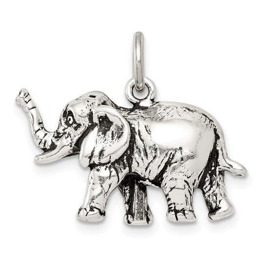 Sterling Silver Antiqued Elephant Charm QC7877