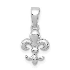 Sterling Silver Rhodium Plated Fleur de lis Pendant QC7884