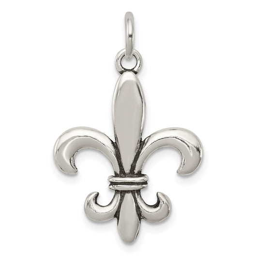 Sterling Silver Antiqued Fleur De Lis Charm QC7886