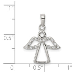 Sterling Silver Rhodium-plated Angel w/ CZ Wings Pendant QC7906