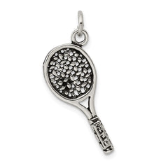 Sterling Silver Antiqued Tennis Racquet Charm QC7912