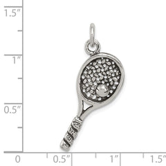 Sterling Silver Antiqued Tennis Racquet Charm QC7912