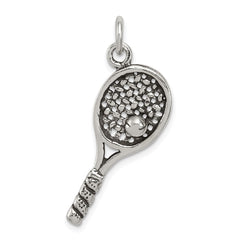 Sterling Silver Antiqued Tennis Racquet Charm QC7912