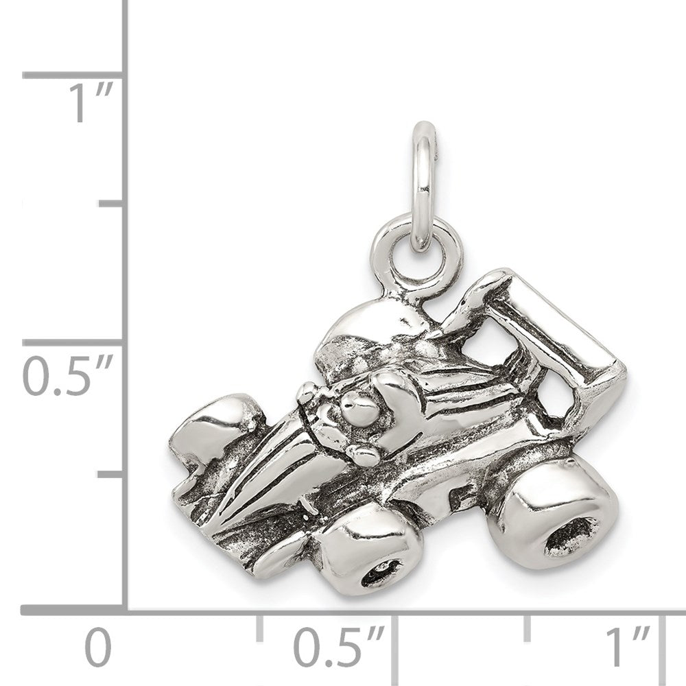 Sterling Silver Antiqued Go Kart Racer Charm QC7913