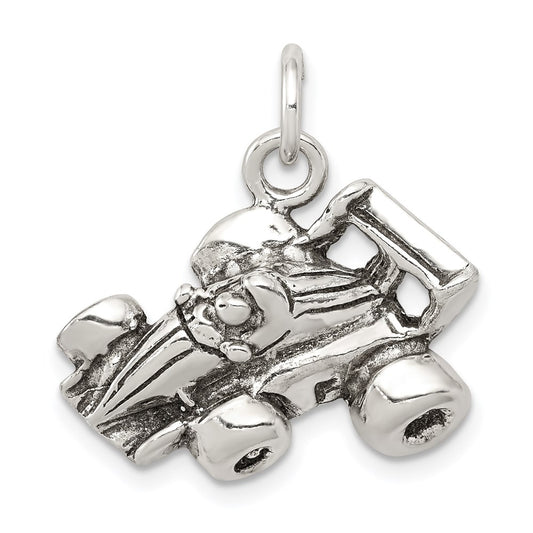 Sterling Silver Antiqued Go Kart Racer Charm QC7913