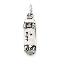 Sterling Silver Antiqued Skateboard Charm QC7914