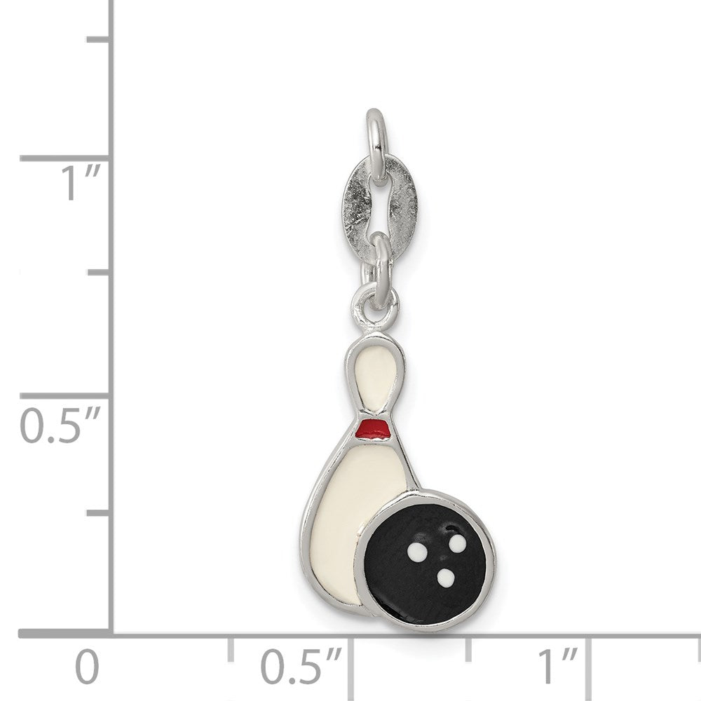 Sterling Silver Polished Enamel Bowling Charm QC7915