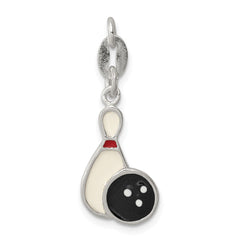 Sterling Silver Polished Enamel Bowling Charm QC7915